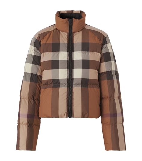 mens burberry puffer coat|burberry check cropped puffer jacket.